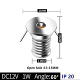 Recessed Led Mini Downlights 1W DC12V Waterproof IP65/20 Under Cabinet Bathroom Kitchen Ceiling Spot Lights Fixtures With Driver