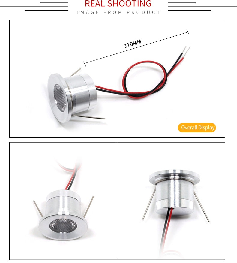 Recessed Led Mini Downlights 1W DC12V Waterproof IP65/20 Under Cabinet Bathroom Kitchen Ceiling Spot Lights Fixtures With Driver