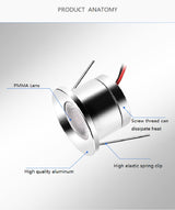 Recessed Led Mini Downlights 1W DC12V Waterproof IP65/20 Under Cabinet Bathroom Kitchen Ceiling Spot Lights Fixtures With Driver