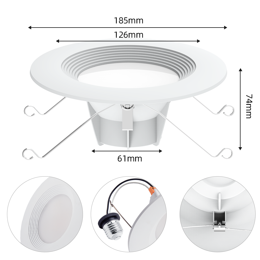 Recessed LED Ceiling Light Smart Downlight WiFi Recessed Light Round Spot Light 6 in 12W Slim Recessed Light with E27 Interface