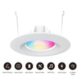 Recessed LED Ceiling Light Smart Downlight WiFi Recessed Light Round Spot Light 6 in 12W Slim Recessed Light with E27 Interface
