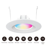 Recessed LED Ceiling Light Smart Downlight WiFi Recessed Light Round Spot Light 6 in 12W Slim Recessed Light with E27 Interface