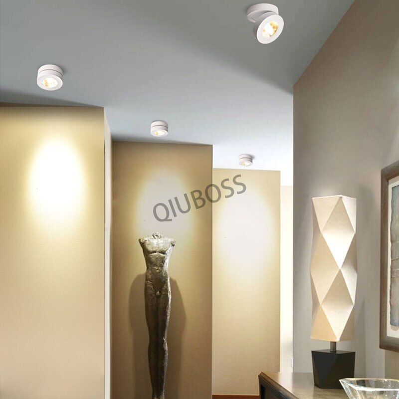 Folding Square LED Downlight COB 7W/9W/12W Surface Mounted LED Ceiling Lamp AC90~260V 355 Degree Rotation Spotlight Indoor Lamp