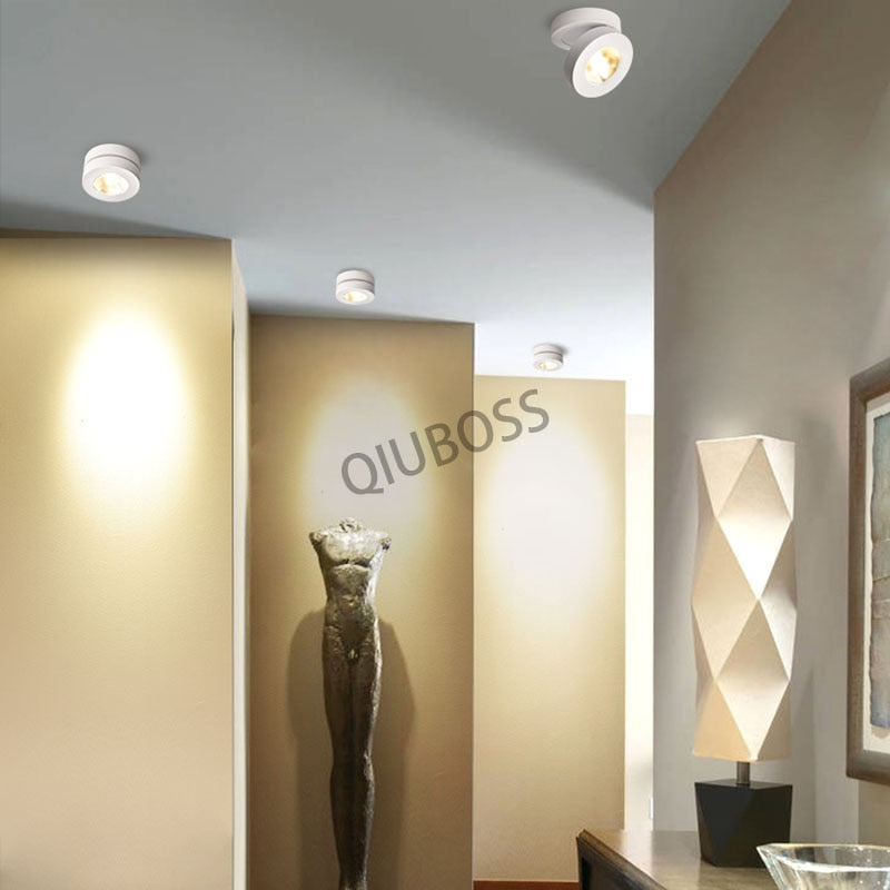 Folding Square LED Downlight COB 7W/9W/12W Surface Mounted LED Ceiling Lamp AC90~260V 355 Degree Rotation Spotlight Indoor Lamp