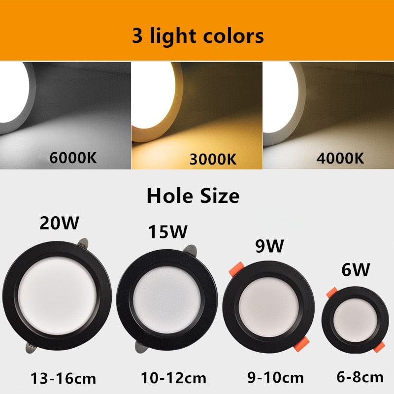 Embedded LED ceiling light spotlight hole light living room ultra-thin 6W 9W 15W 20W engineering downlight