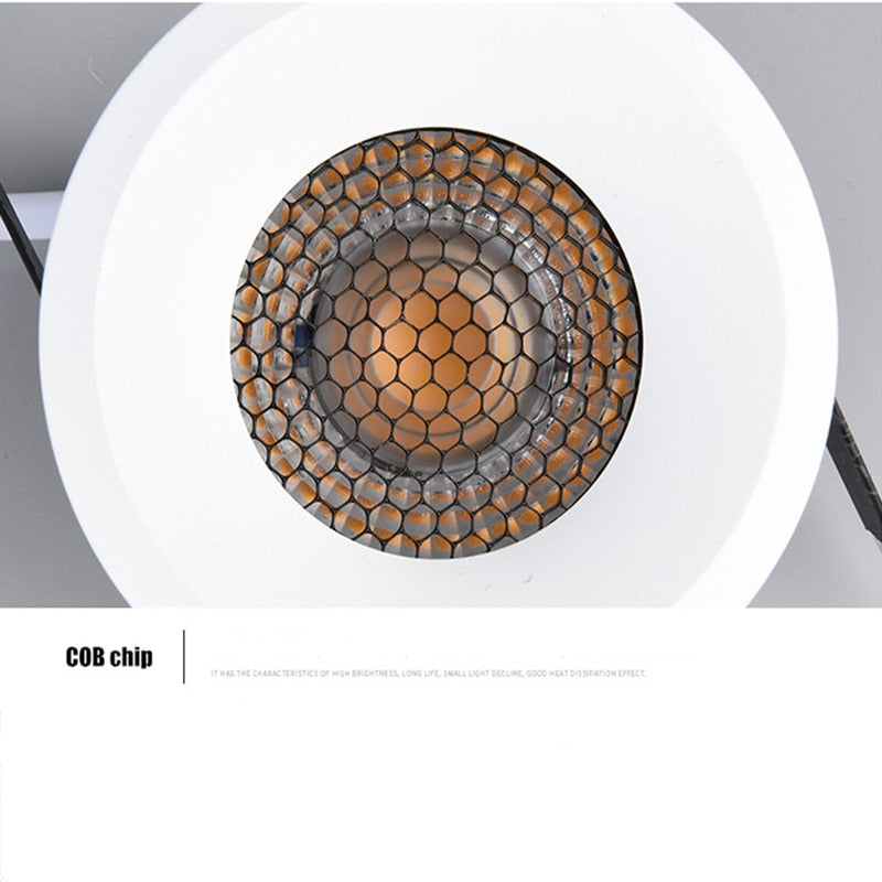 Home lighting Dimmable LED ceiling spotlights honeycomb nest anti-glare lens embedded LED downlight 5W 7W 12W 15W