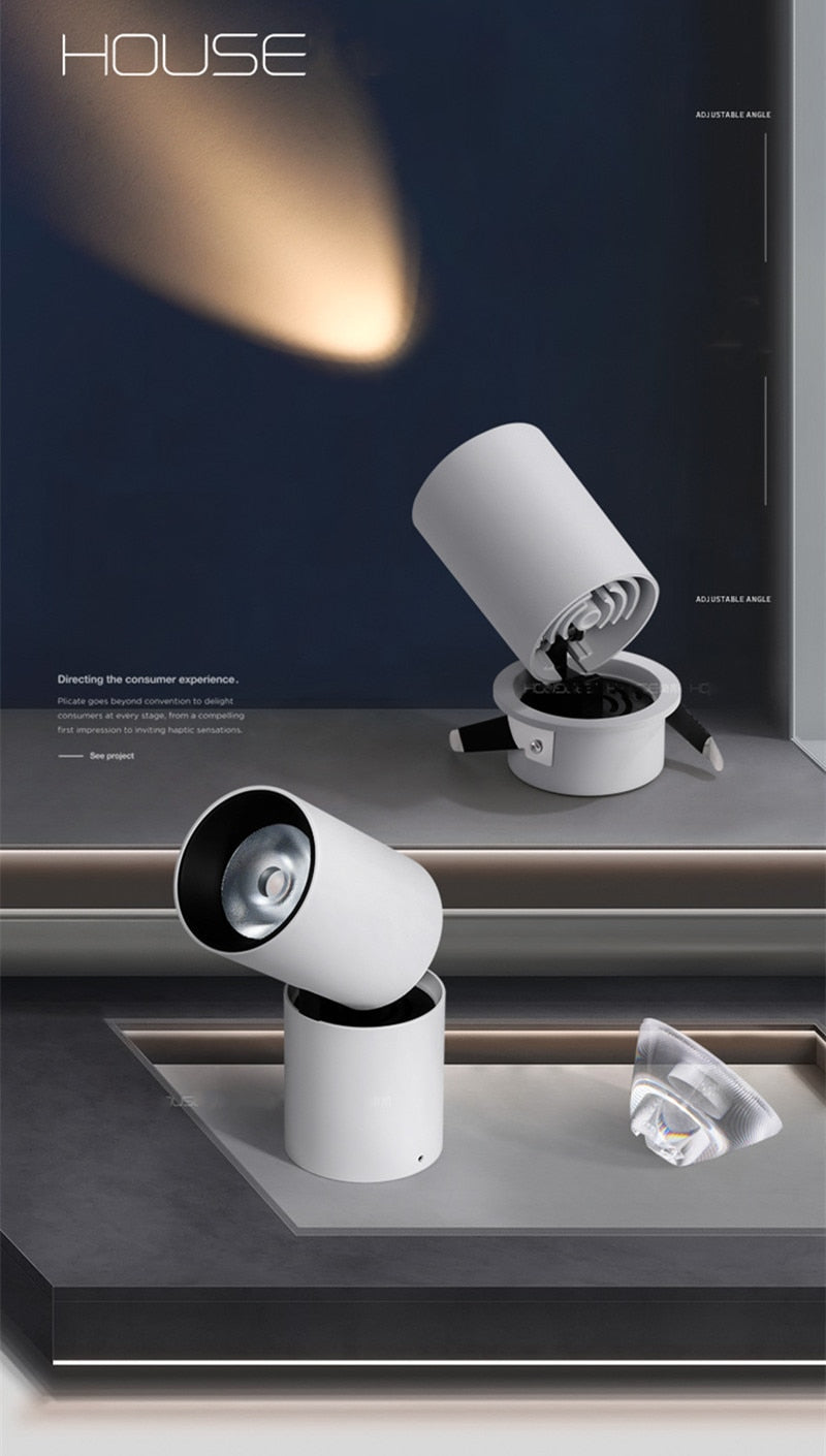 Dimmable 90 Foldable Recessed Ceiling Downlight AC 110V 220V 12W 15W Black/White Housing 360 Degree Rotatable Ceiling Spot Light