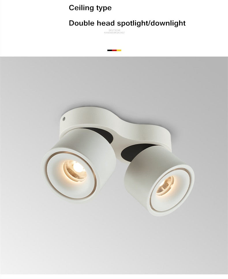 Adjustable bright mounted spotlight led downlight living room ceiling light aisle adjustable angle COB non-open spotlight 24W