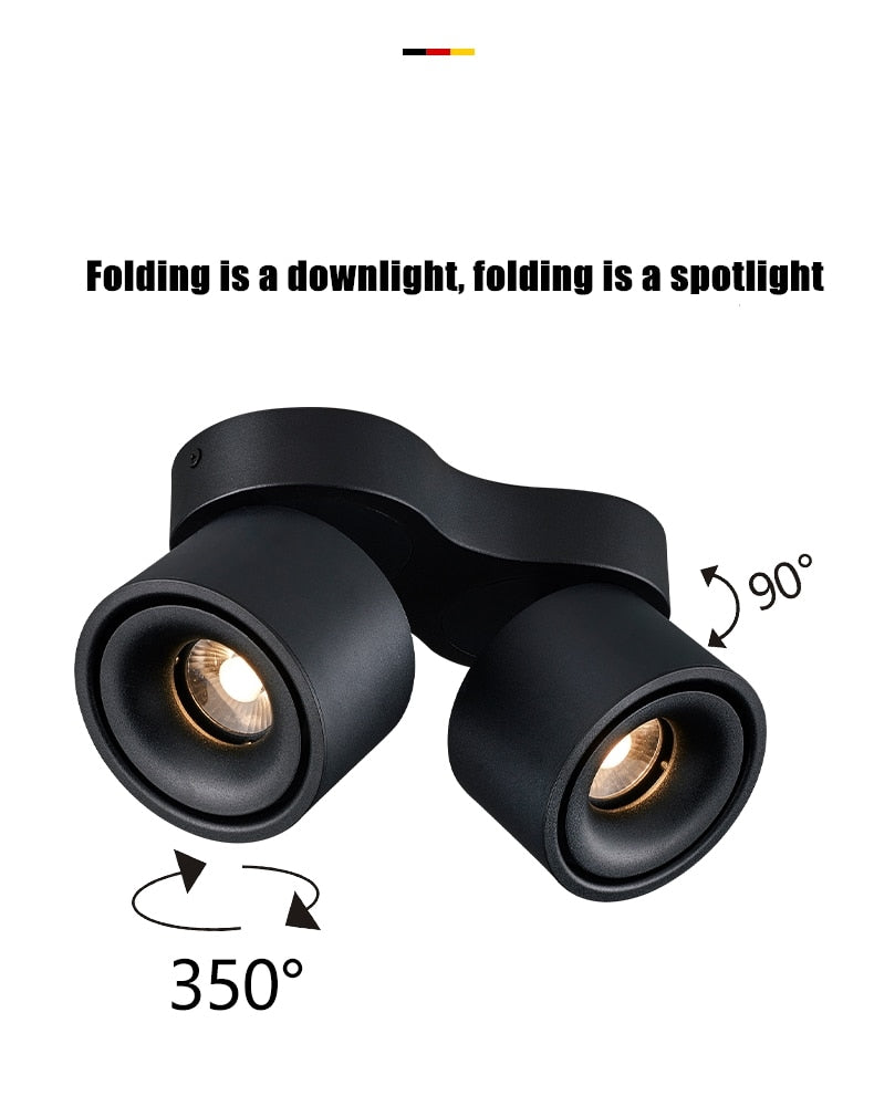 Adjustable bright mounted spotlight led downlight living room ceiling light aisle adjustable angle COB non-open spotlight 24W