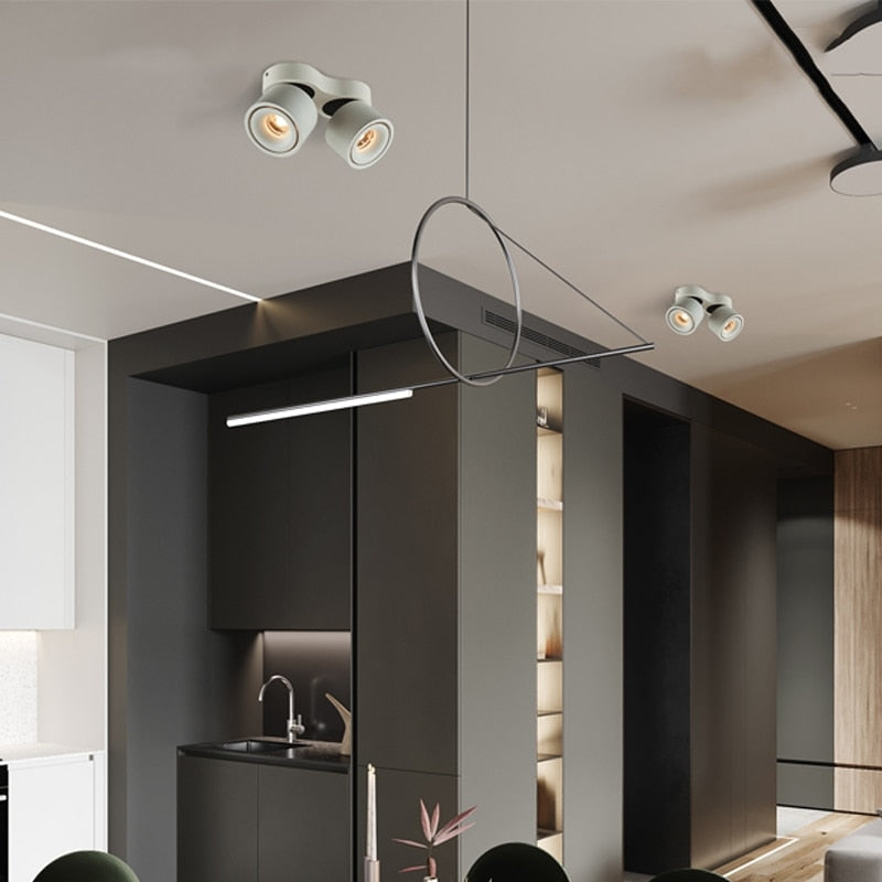 Adjustable bright mounted spotlight led downlight living room ceiling light aisle adjustable angle COB non-open spotlight 24W