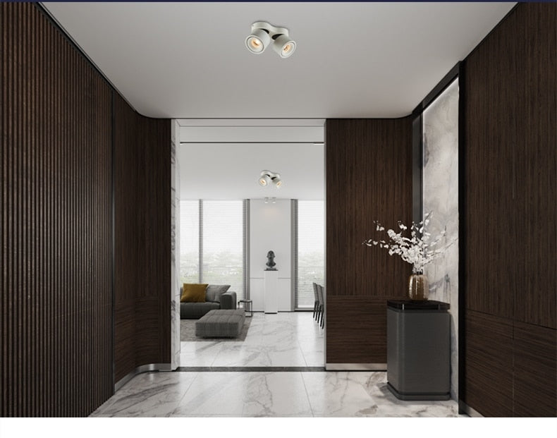 Adjustable bright mounted spotlight led downlight living room ceiling light aisle adjustable angle COB non-open spotlight 24W