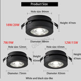 Round Foldable LED Ceiling Downlight LED Recessed Spotlight 7W/9W/12W/15W/18W/20W AC90-260V LED Background Lamps Indoor Lighting