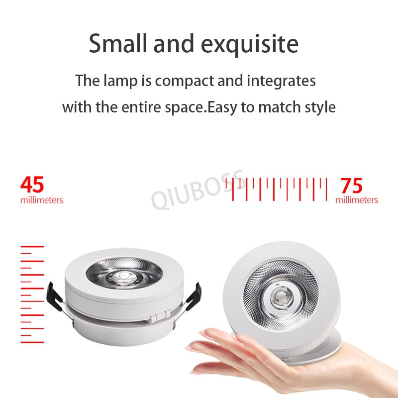 Round Foldable LED Ceiling Downlight LED Recessed Spotlight 7W/9W/12W/15W/18W/20W AC90-260V LED Background Lamps Indoor Lighting