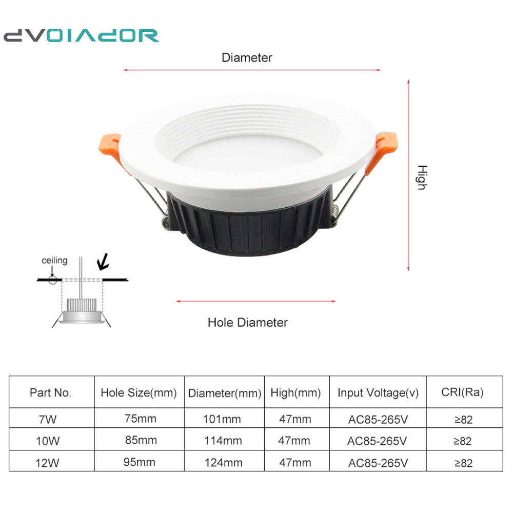 Led Downlight Recessed Spot Led 7W 10W 12W Dimmable Ceiling Lamp Indoor Lighting For Living Room Bedroom Kitchen Office