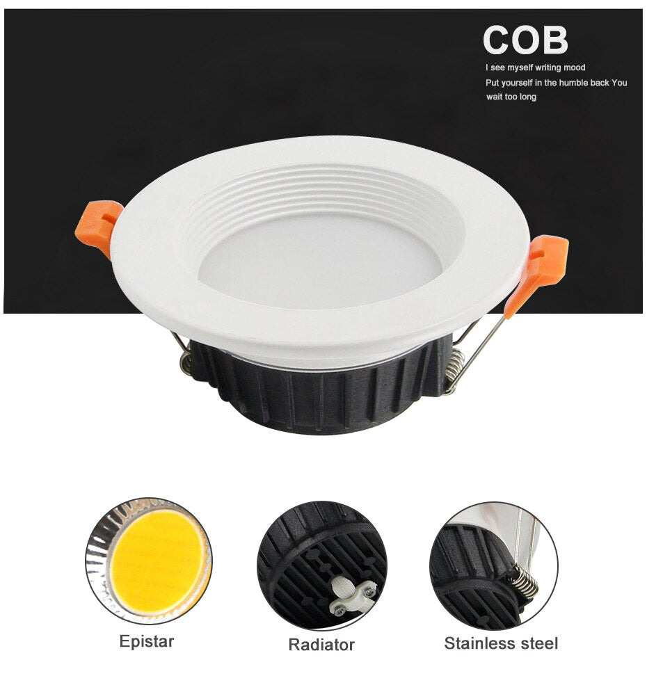 Led Downlight Recessed Spot Led 7W 10W 12W Dimmable Ceiling Lamp Indoor Lighting For Living Room Bedroom Kitchen Office