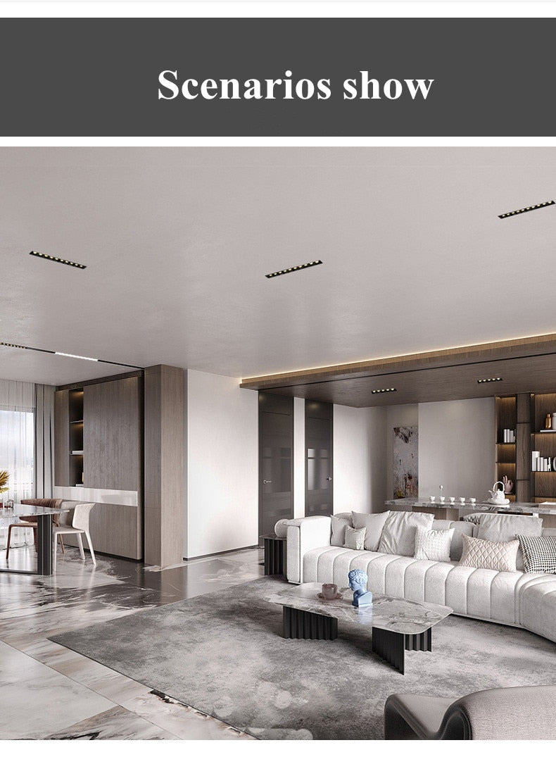 Dimmable LED Downlight 10W 20W 30W Spot Light Line Light Bar Creative Linear Long Strip Living Room Corridor Recessed