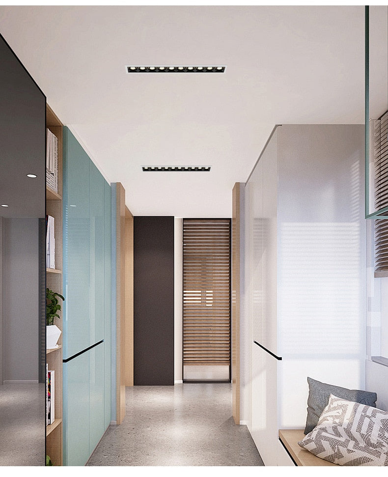 Dimmable LED Downlight 10W 20W 30W Spot Light Line Light Bar Creative Linear Long Strip Living Room Corridor Recessed