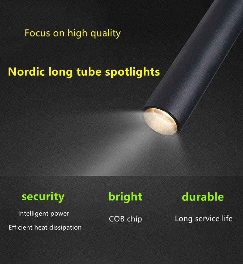 LED downlight long tube spotlight 7W 12W restaurant guest room clothing store home lighting fixture LED spotlight