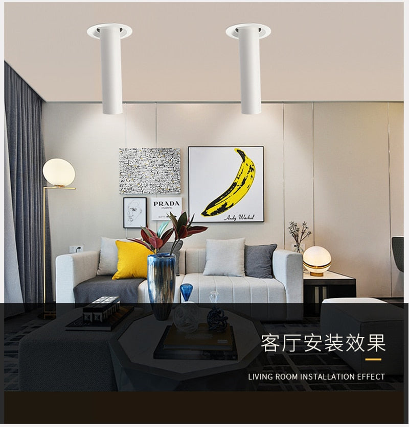 LED downlight long tube spotlight 7W 12W restaurant guest room clothing store home lighting fixture LED spotlight