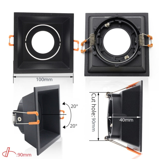 LEDIARY Black Spot LED Downlights Fitting 90-265V Recessed Ceiling Lamp Frame GU5.3 GU10 E27 Bulb Changeable 75MM 90MM Cut Hole