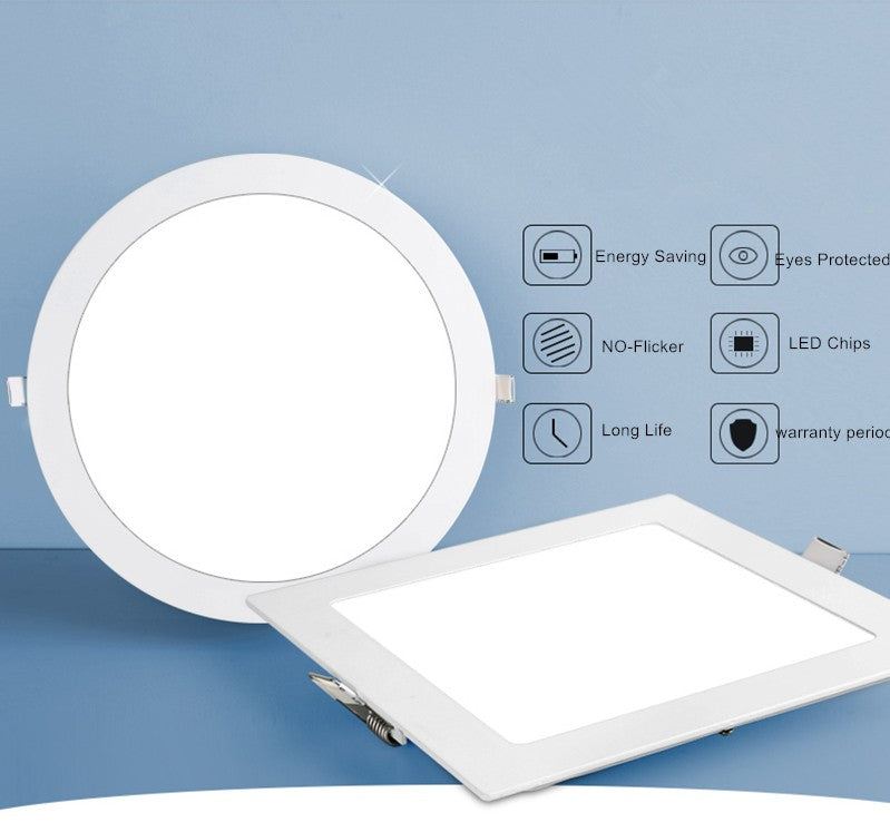 DBF Ultra Thin Led Panel light Round/Square 3W 4W 6W 9W 12W 15W 18W LED Ceiling Recessed Down Light AC85-265V LED downlight