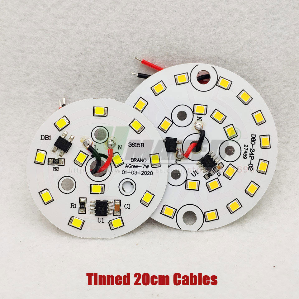 AC220V LED Module 3W5W 7W 9W 12W 15W 18W Downlight PCB Aluminum plate Tinned 20cm Cable SMD2835 Smart IC Driver Ceiling Lamp DIY