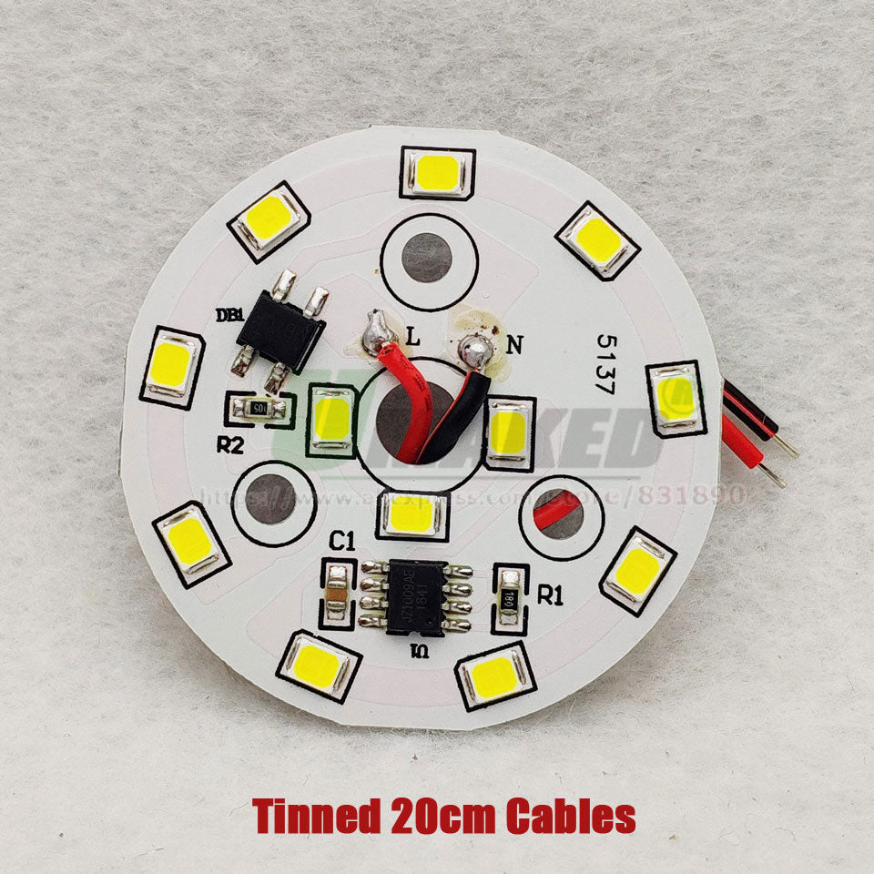 AC220V LED Module 3W5W 7W 9W 12W 15W 18W Downlight PCB Aluminum plate Tinned 20cm Cable SMD2835 Smart IC Driver Ceiling Lamp DIY