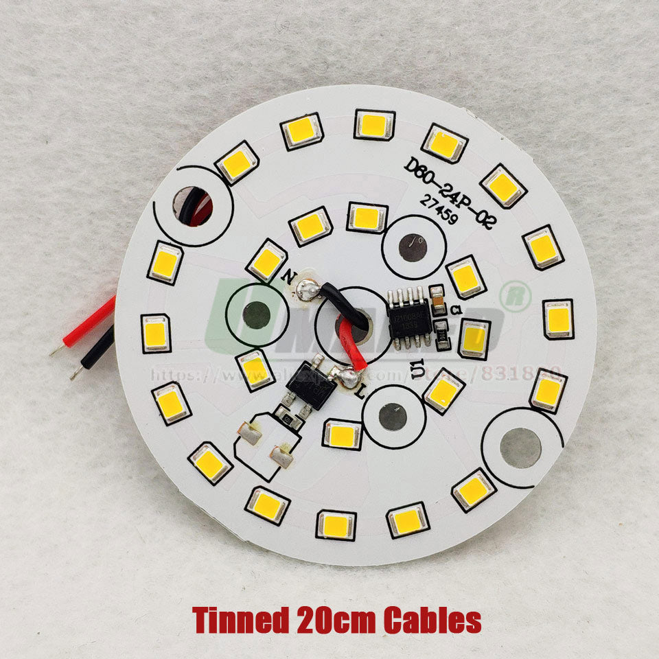 AC220V LED Module 3W5W 7W 9W 12W 15W 18W Downlight PCB Aluminum plate Tinned 20cm Cable SMD2835 Smart IC Driver Ceiling Lamp DIY