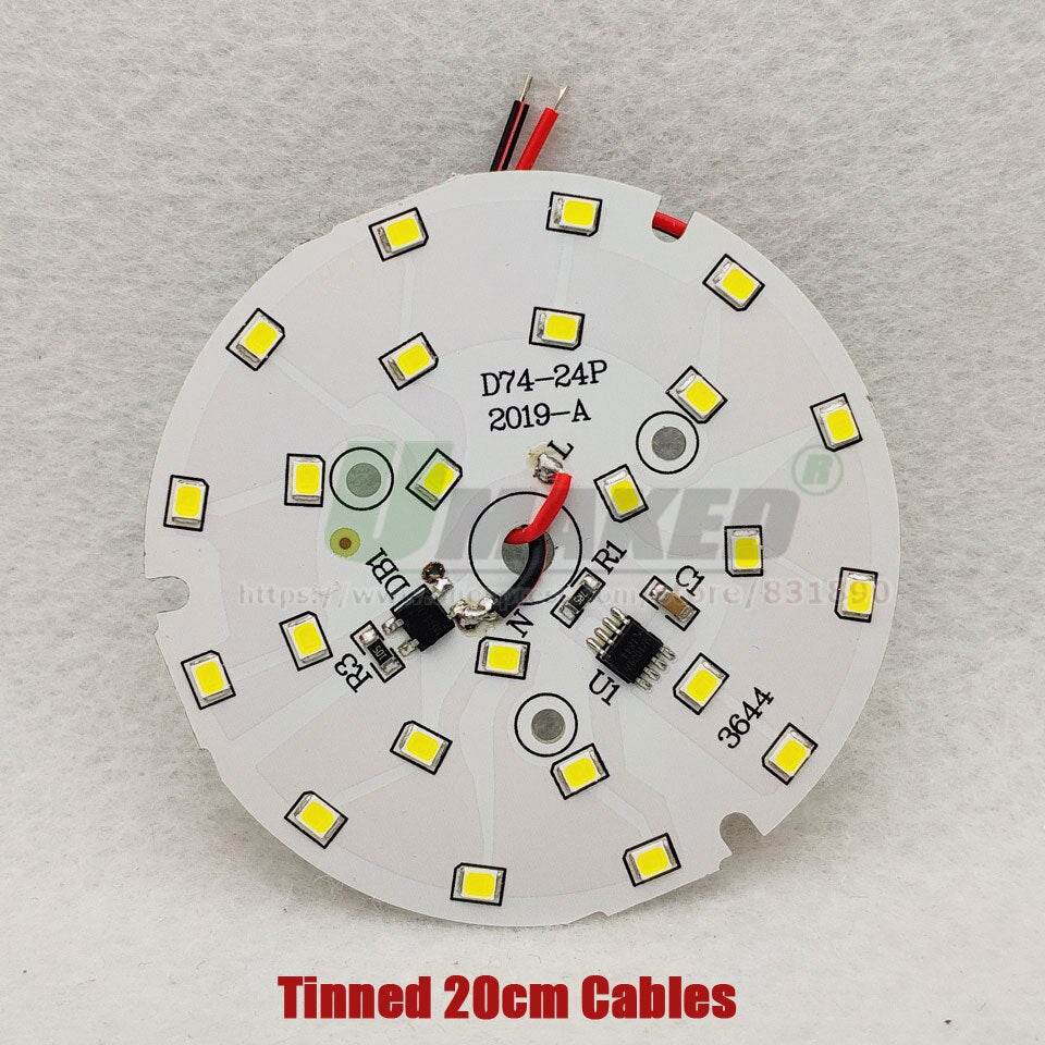 AC220V LED Module 3W5W 7W 9W 12W 15W 18W Downlight PCB Aluminum plate Tinned 20cm Cable SMD2835 Smart IC Driver Ceiling Lamp DIY