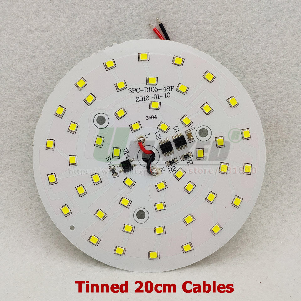 AC220V LED Module 3W5W 7W 9W 12W 15W 18W Downlight PCB Aluminum plate Tinned 20cm Cable SMD2835 Smart IC Driver Ceiling Lamp DIY