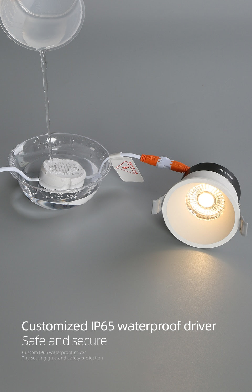 Aislian led Recessed downlight IP65 waterproof ultra-thin large beam angle spot light embedded bathroom shower room toilet