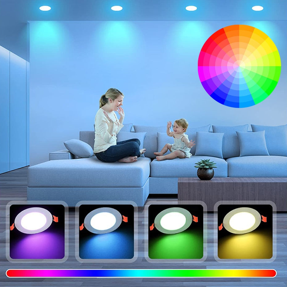 Tuya Smart LED Downlight Ceiling Recessed Lamp Dimmable RGB Color Changing 5W 7W 9W 15W Warm Cold Light with Alexa Google Home