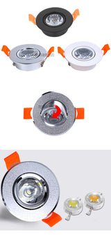 Aluminum Round LED Dimmable Ceiling Downlight 1W 3W AC90-260V DC12V Recessed LED Spot Light Led Bulb Cutout 50mm With Driver