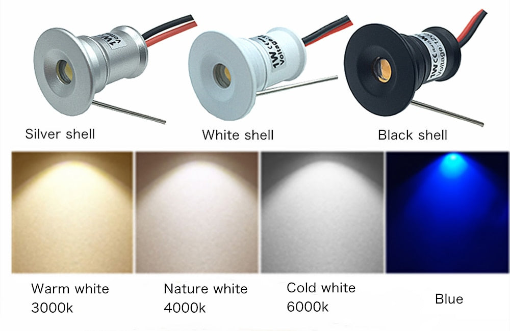 Small Spot Light 1W Mini LED Spotlight 12V Dimmable 15mm Cutout