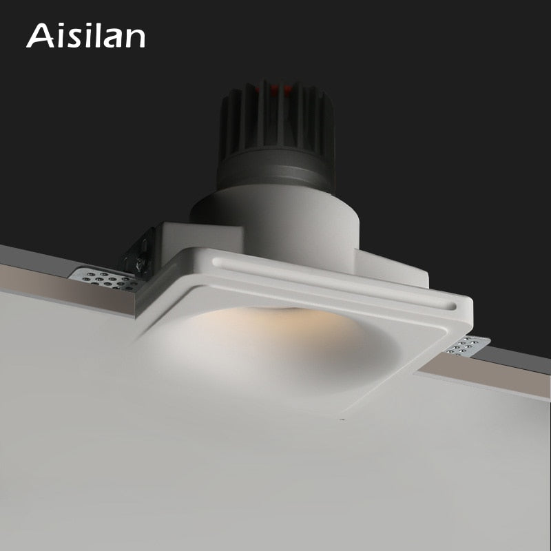 Aisilan led square round borderless recessed downlight embedded plaster lamp ceiling spotlight for household living room aisle