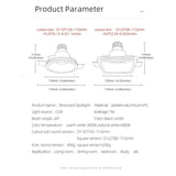 Aisilan led square round borderless recessed downlight embedded plaster lamp ceiling spotlight for household living room aisle