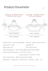 Aisilan led square round borderless recessed downlight embedded plaster lamp ceiling spotlight for household living room aisle