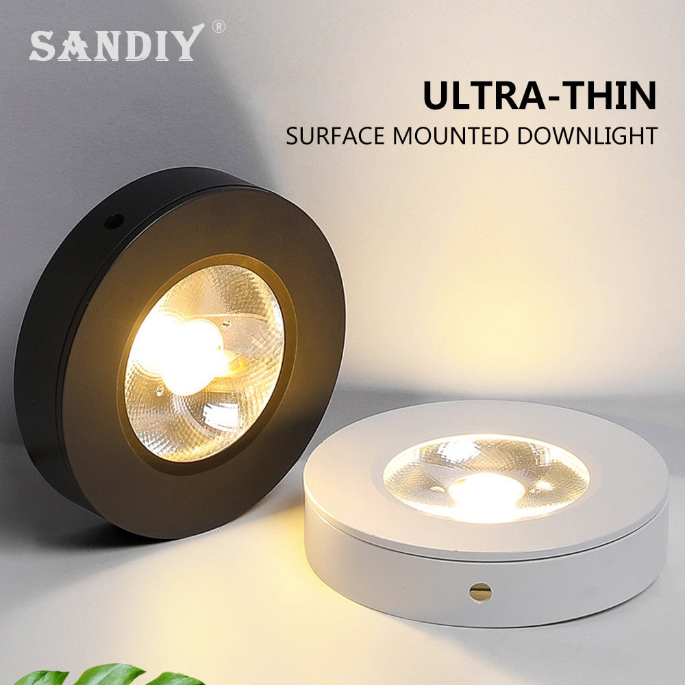 LED Spotlight Ultra-Thin 3W/5W/10W Ceiling Downlight Surface Mount Spot Lamp for Bedroom Kitchen Indoor Home Shop Display Lights