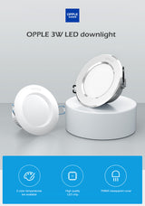 Xaomi OPPLE LED Downlight 3W 120 Degree Round Recessed Lamp Warm/Cool White Led Bulb Bedroom Kitchen Indoor LED Spot Lighting
