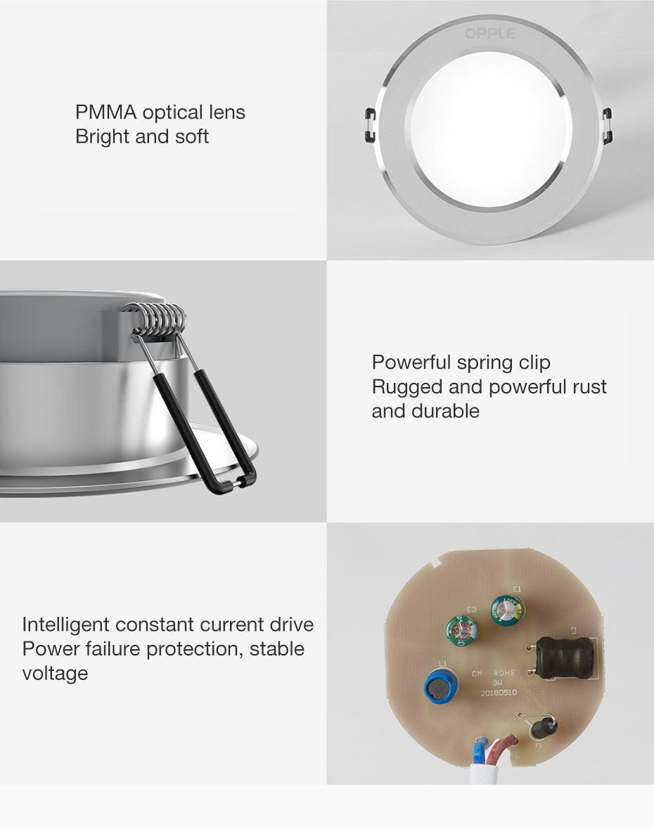 Xaomi OPPLE LED Downlight 3W 120 Degree Round Recessed Lamp Warm/Cool White Led Bulb Bedroom Kitchen Indoor LED Spot Lighting