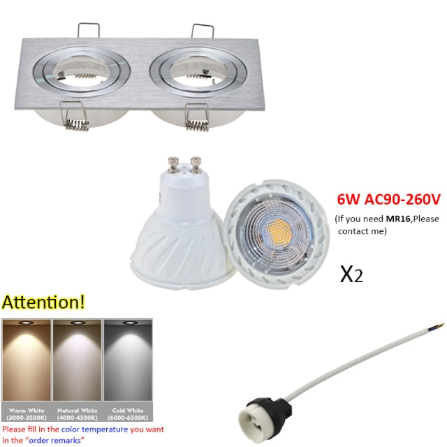 Hot Sale Aluminum GU10 MR16 Downlight Holder Black Silver White GU10 Fixture Frame Square MR16 Spot Light Bracket