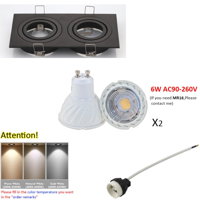 Aluminum GU10 MR16 Downlight Holder Black Silver White GU10 Fixture Frame Square MR16 Spot Light Bracket