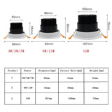 ACETIDE Recessed Dimmable LED Ceiling Light Lamp 3W/ 5W/ 7W/ 9W /12W/ 15W Round COB Spotlight LED Downlights AC85-265V