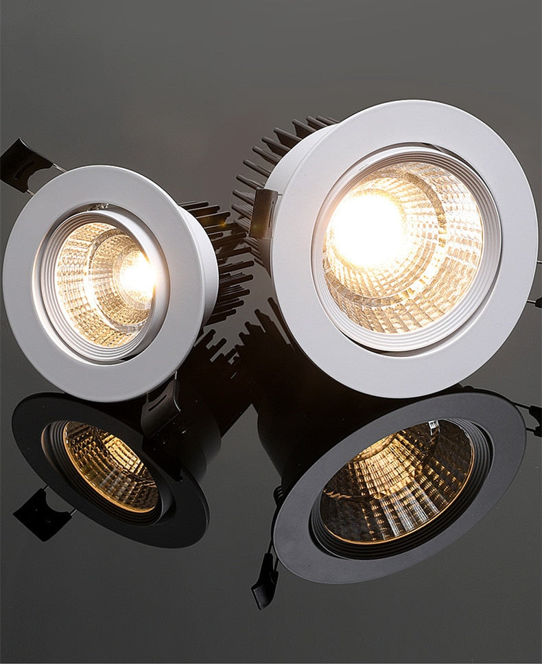 ACETIDE Recessed Dimmable LED Ceiling Light Lamp 3W/ 5W/ 7W/ 9W /12W/ 15W Round COB Spotlight LED Downlights AC85-265V