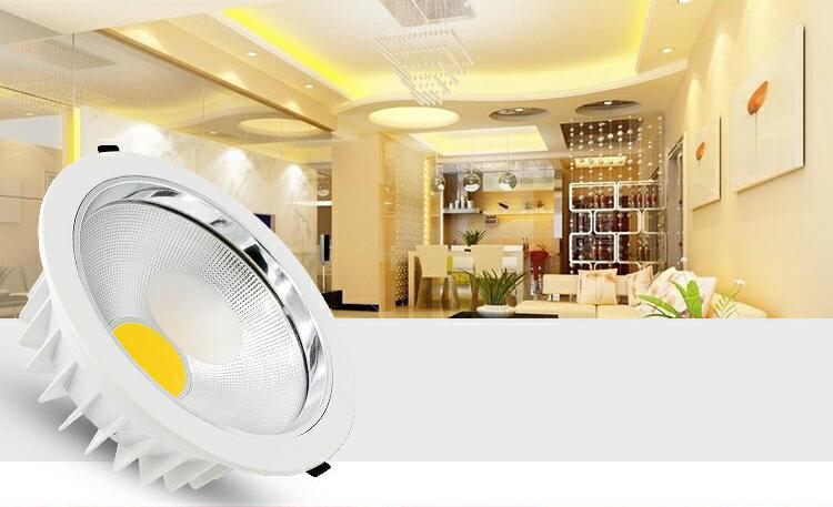 Dimmable LED Downlights 20W 30W 40W 50W 60W COB LED Recessed Ceiling Lamp Warm Cool White LED Spot Light