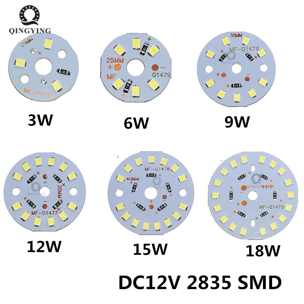 Downlight 20-50pcs  a Lot DC12V lamp Bead LED Bulb Lamp 3W 6W 9W 12W 15W 18W Brightness Light Board For led bulb led downlight