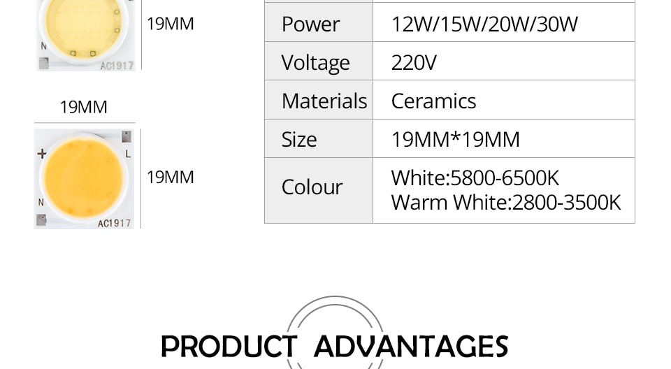 Samrt IC Ceramics LED Chip Lamp 3W 5W 7W 9W 12W 15W 20W 30W 220V COB LED Matrix Diode Array Floodlight Spotlight Downlight Bulb