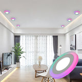 Double Color LED Panel Light Recessed Round/Square Dimmable Downlights 6W 9W 16W White+Blue/RGB Ceiling Spot Lighting AC85-265V
