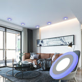 Double Color LED Panel Light Recessed Round/Square Dimmable Downlights 6W 9W 16W White+Blue/RGB Ceiling Spot Lighting AC85-265V
