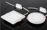 Double Color LED Panel Light Recessed Round/Square Dimmable Downlights 6W 9W 16W White+Blue/RGB Ceiling Spot Lighting AC85-265V